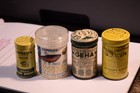 Four  Rare Vintage Tropical Fish Food Container Tins 2 5  Beauties  Sale shipped