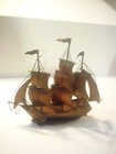 Vintage Copper Or Brass Metal Boat Ship Schooner Sailing Ship Tall Ship Pirate