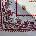 Vintage Retro Christmas Cotton Tablecloth 54x98 Santa Reindeer Sleigh Ornaments