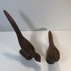 2 Hand Carved Wood Pheasant Bird Decor Carved