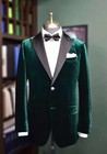 Velvet Dinner Suit Jacket Notch Lapel Two Button Tuxedo Slim Fit Party Blazer 
