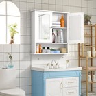Costway Wall Mount Mirror Cabinet Bathroom Medicine Cabinet Organizer White