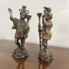 Pair Heavy Bronze And Silver Blackamoor Sculpture Statues