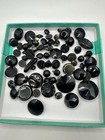 Antique Vtg 60  Black Glass Jet  Mourning Buttons Carved Various Designs Read
