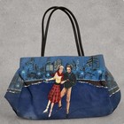 Super Cute Vintage 70s Style Handbag purse With A Romantic Night Out Scene Purse