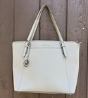 Michael Kors Ciara East West Zip Tote Grey Brown Saffiano Leather 35t8gc6t9l