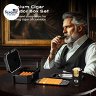 Travel Cigar Humidor Box Set With Cigar Ashtray  Cigar Torch Lighter  Built-in V