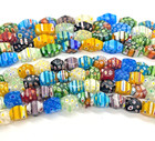 Millefiori Colorful Glass Beads With Flowers Nuggets Approx  18x10mm 12x10mm