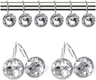 12 Pcs Bling Rhinestones Shower Curtain Hooks Bathroom Rolling Hooks