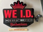     nib Budweiser  we I d   Clock W  Must Be Born By Date Led Beer Bar Sign Light