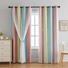 Star Girl And Kids Curtains For Bedroom Rainbow Ombre Double Layer Cute Shot 