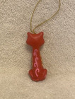 Hand Painted Ceramic Figural Red Cat Christmas Ornament W floral Motif - New