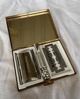 Vintage Gillette Razor  n Blades Shaving Kit And Decorative Gold Carry Case Set