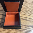 Vintage Russian Black Lacquer Wooden Double Deck Trinket Box Hand Painted