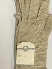 Vtg Crocheted Lace Ladies Gloves  Beige Medium Nos