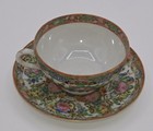 Antique 19th Century Chinese Rose Medallion  Birds   Butterflies Cup