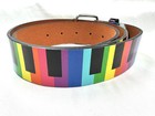Colorful Rainbow Piano Genuine Leather Belt Retro Design Metal Buckle Unisex