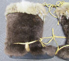 Vintage Beaver Fur Alaska Mukluks  Rabbit Fur Trim  Lined  Nice Condition Mukluk