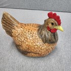 Vintage 1984 Ceramic Hen Chicken Figurine Farmhouse Country Kitchen Decor Brown