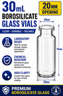 30ml Clear Glass Vials W caps 20mm Crimp Top Borosilicate Lab Sample Bottles