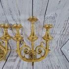 Vtg Pair Of Solid Brass Wall Sconces   Mount 3 Candle Holders Antique No Glass