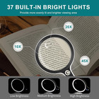 Large Magnifying Glass With 37 Led Light  10x 20x 45x Handheld Illuminated Light