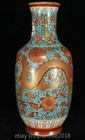 16  Qianlong Chinese Enamel Color Porcelain Dragon Flower 2 Ear Bottle Vase