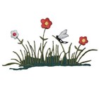 Dragonfly   Flowers Applique Patch - Grass Insect Embroidered Nature Badge 4 25 