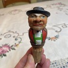 Vtg Hand Carved Wood Cork Wine Bottle Stopper German Man