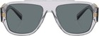 Versace Ve 4436u 530580 Transparent Grey Plastic Pillow Sunglasses Blue Lens