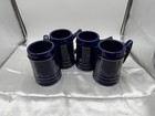 Set Of 4 Vintage Cobalt Blue Ceramic Beer Steins Mugs Usa Pottery Stoneware
