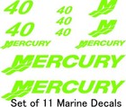  11pc  Set Of 40 Hp Mercury Outboard Boat Cowling Decal Set Custom Color Choices