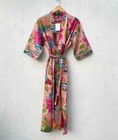 1pcs Indian Floral  Print 100  Cotton Robe Gown Hippie Women Maxi Kimono Dresses