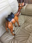 Vtg Egyptian Camel Mcm Leather Wrapped Arts   Crafts Sculpture Statue Figure 12   