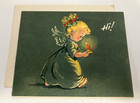 Lot 2 Vintage 40s 50s Christmas Card Blonde Girl Angel W Candle 4x5 Unused W Env