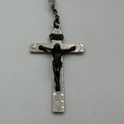 Vintage Catholic Sterling Silver Marked Crucifix Rosary Clear Beads 2  Cross