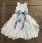 Flower Girl White Organza Ball Gown Dress Sleeveless 