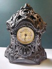 Antique Cast Iron Mantel Clock Ornate Art Nouveau Black 10  Metal