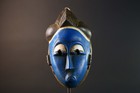African Guro Mask Handcrafted Blue Face Tribal Wood Sculpture Ethnic-g5748