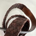 Lai Men   s Belt 36 Woven Brown Leather Solid Brass Italy