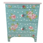 Vintage 90s Hand Painted Wood Jewelry Box Teal Pink Floral Mini Dresser 9 X 7 5