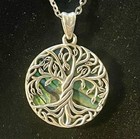 925 Sterling Silver Tree Of Life Abalone Shell Pendant Necklace 17 5    Chain