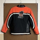 Harley Davidson Jacket Medium Youth Black Orange  1 Motorcycle Vtg Y2k Biker