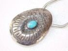 Vintage Navajo Pawn Turquoise Concho Sterling Silver Key Ring Chain