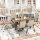 Patio Table And Chair Set Of 7 Textilene Outdoor Furniture Set For Yard Garden