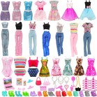 51 Pcs Barbie Clothes Doll Fashion Wear Clothing Outfits Dress Up Gown Shoes Lot