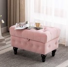 Pink Velvet Tufted Ottoman With Storage 