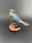 Wood Carving Sculpture Of Blue Jay On Driftwood By Chuck Binder