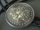 Southwestern Native American Navajo 1881 Morgan Silver Dollar Sterling Bolo Tie