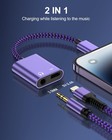 Iphone Dongle Headphone And Charger 2 In 1  Lightning To 3 5mm Audio Purple 
